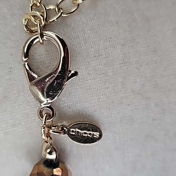 Chico's Orange Sage Gold Tone Stones & Baubles Necklace - Picture 7 of 14